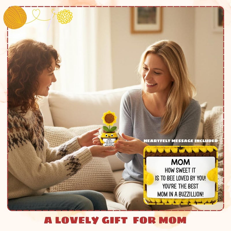 TEEBIM Gifts for Mom from Daughter, Son - Birthday Valentines Day Gifts for Mom, Mama - Sunflower Crochets Gift Ideas for Mother - Emotional Inspirational Positive Support Bee Crochet for Moms - Image 4